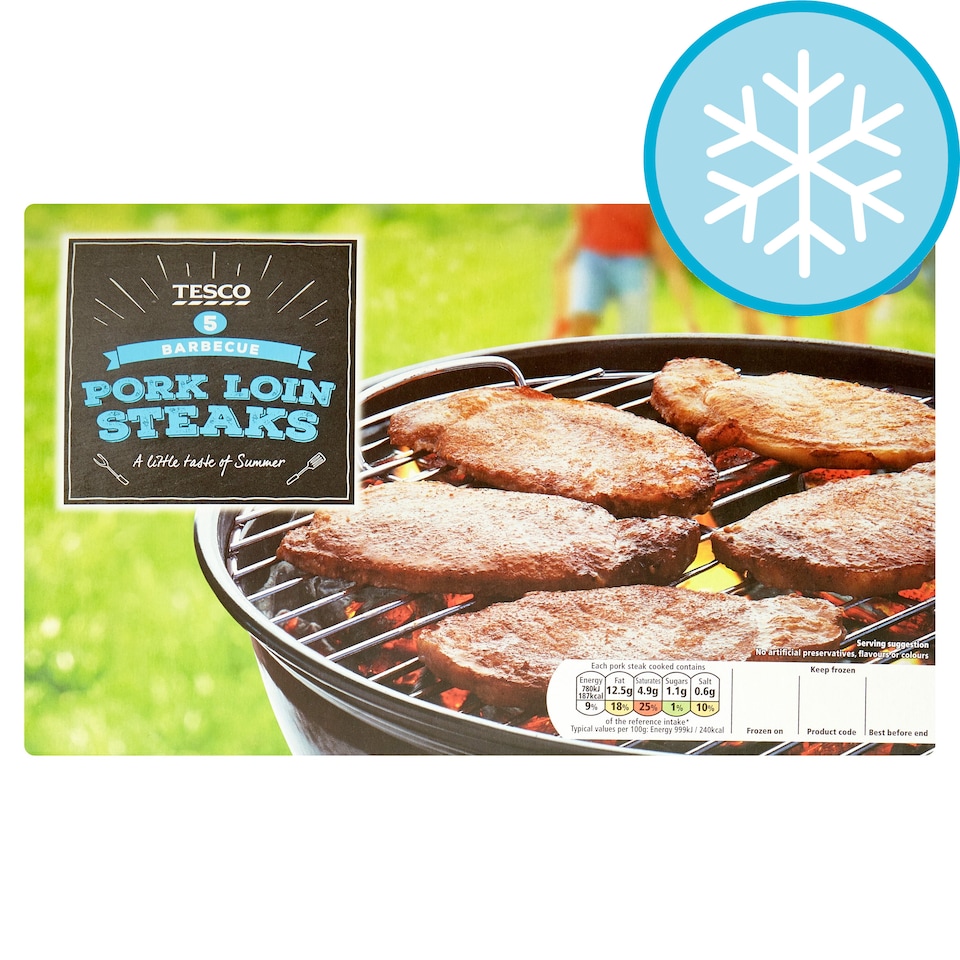 Tesco 5 Bbq Pork Loin Steaks 500G