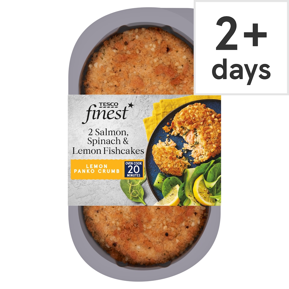 Tesco Finest 2 Salmon, Spinach & Lemon Fishcakes 290g