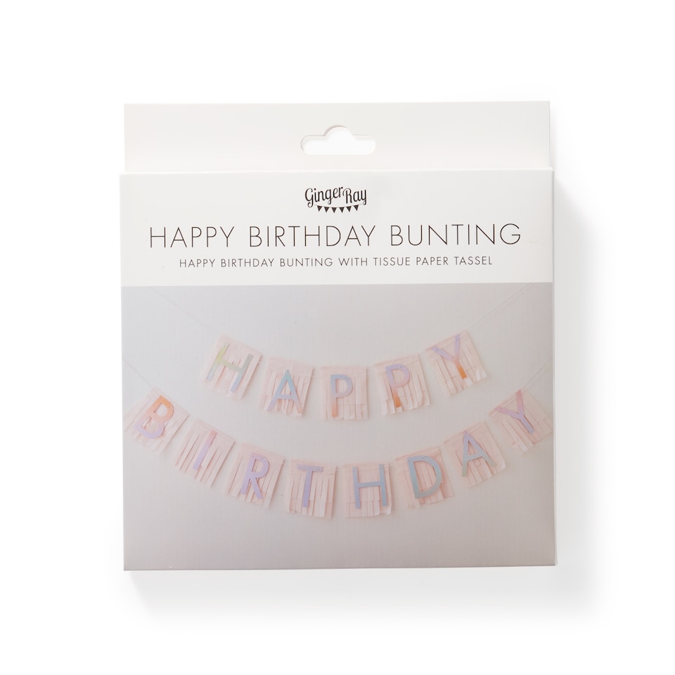 image 1 of Ginger Ray Ombre 'Happy Birthday' Fringe Bunting