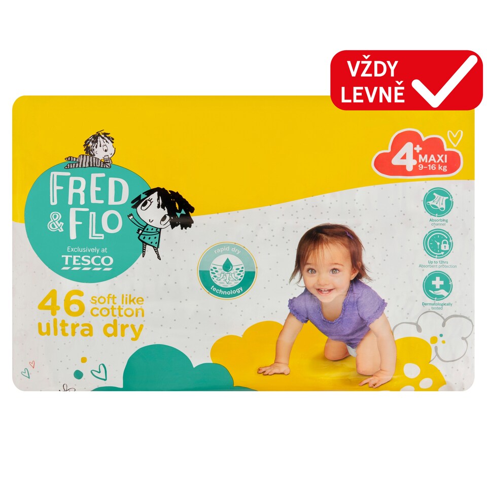 Obrázek 1 pro produkt Fred & Flo Pleny 4+ Maxi 9-16 kg 46 ks