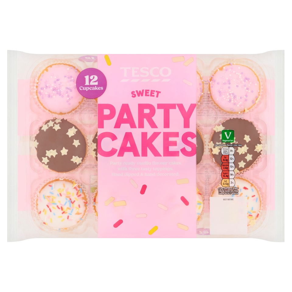 Tesco Party Cake Selection Vanilla 12 Pack