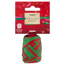 Tesco Red & Green Raffia Ribbon