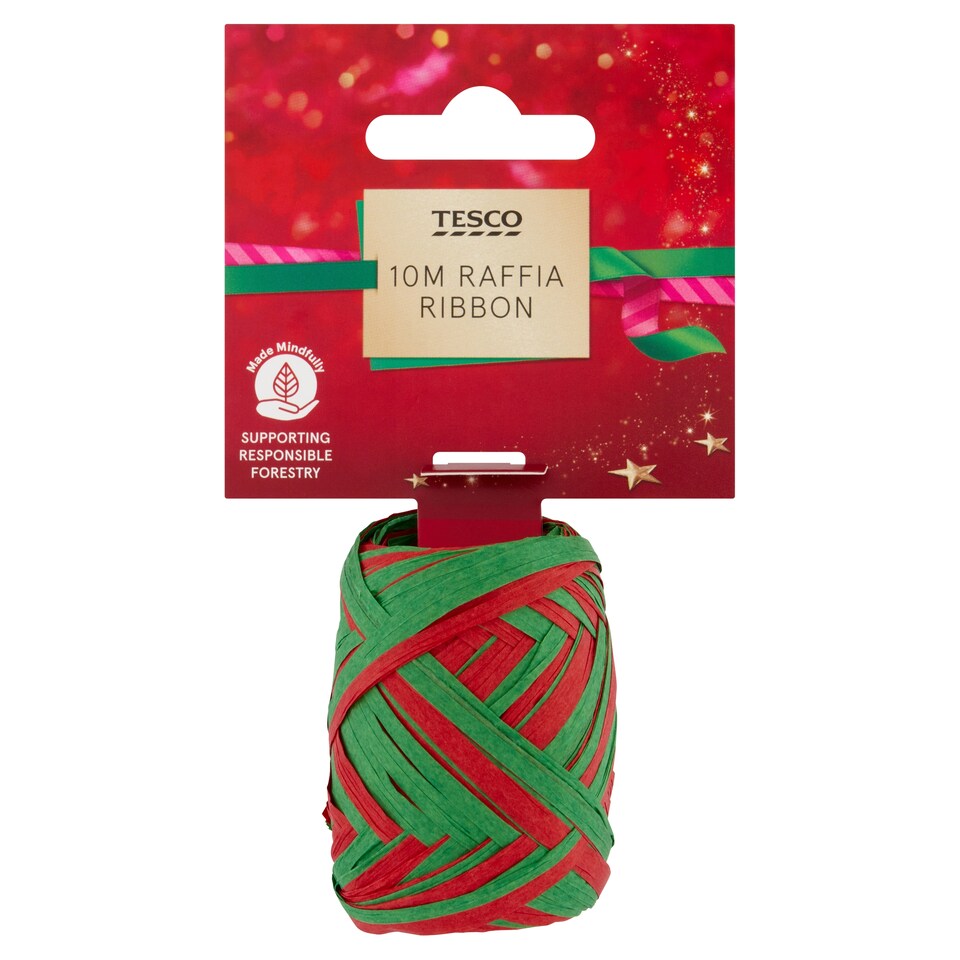 Tesco Red & Green Raffia Ribbon