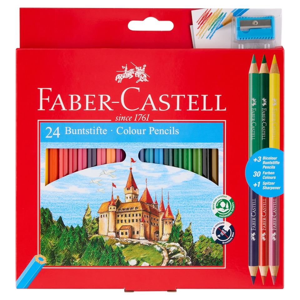 Faber-Castell Colour Pencils with Eraser 24 + 3 pcs