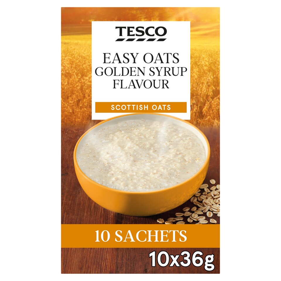 Tesco Easy Oats Golden Syrup 360G 10 Sachets
