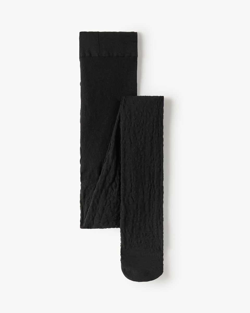 image 1 of F&F Leopard Textured Fashion Tights in Black