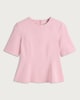 image 4 of F&F Ponte Seam Peplum Hem Top in Pink