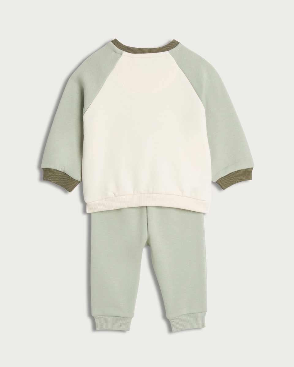 image 1 of F&F Baby 2-Piece Cotton Rich Dino Club Sweatshirt and Joggers Set in Multi