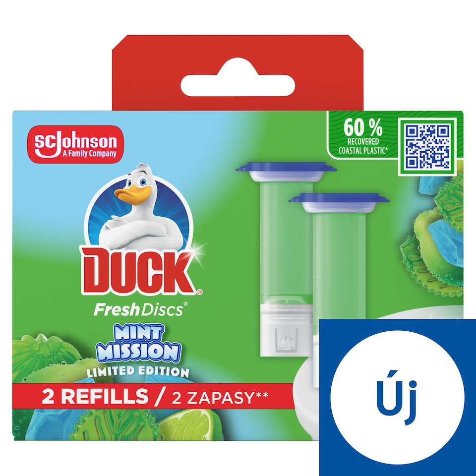 Duck Fresh Discs Mint Mission WC-öblítő korong utántöltő 2 x 36 ml (72 ml)