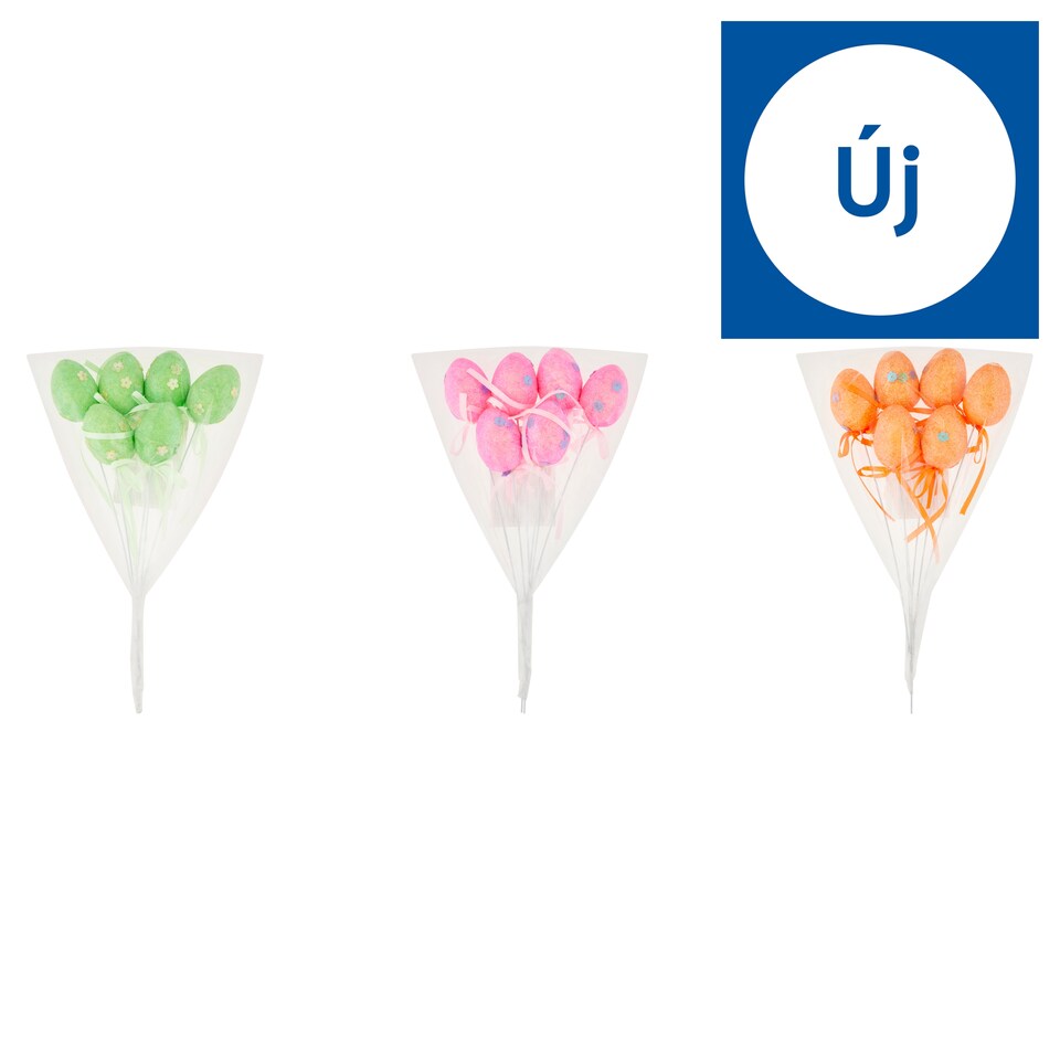 Jumi Eggs Decorated with Glitter and Flowers Easter Decoration on Stick 6 pcs