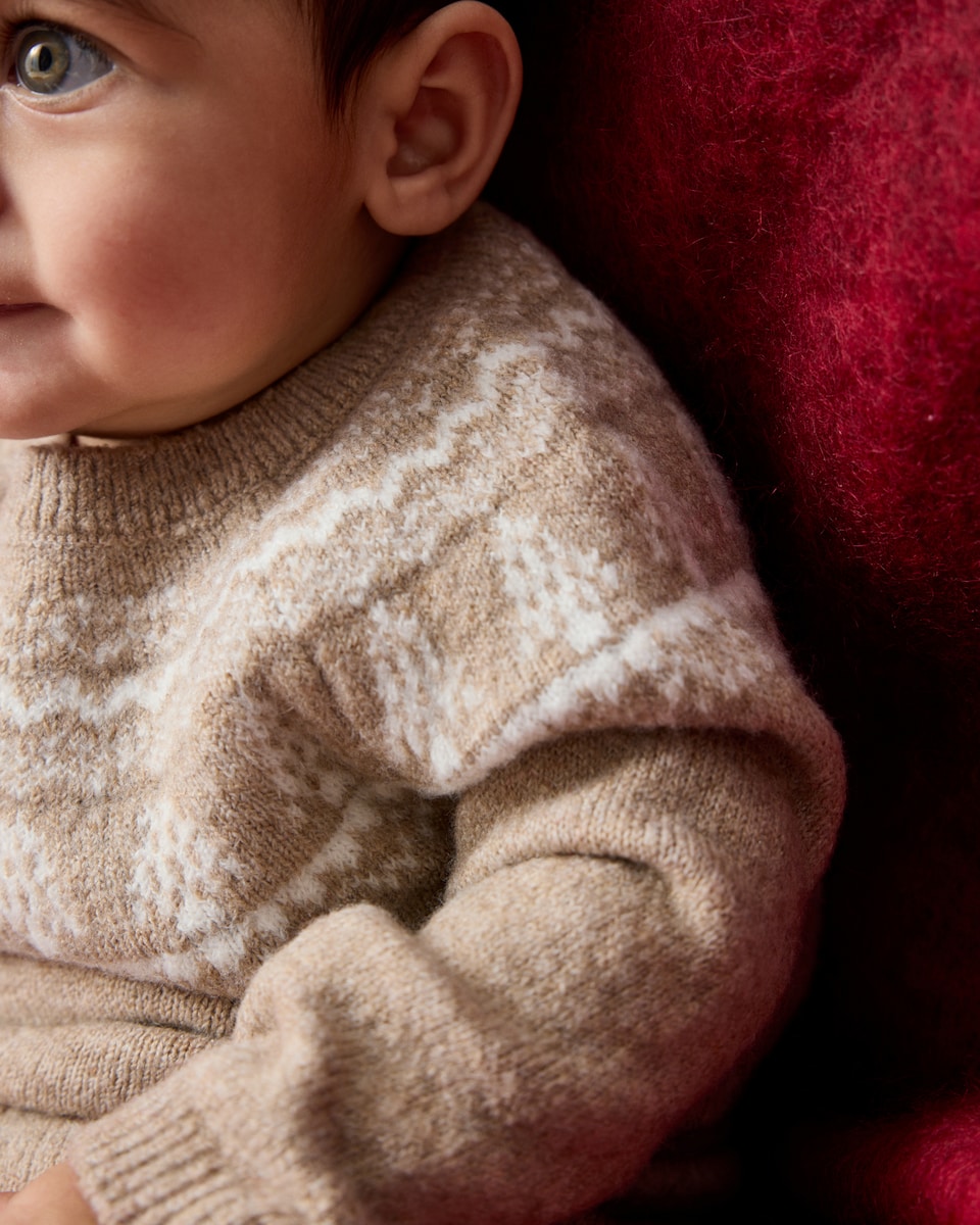 image 1 of F&F Baby Christmas Fair Isle Jumper and Joggers Set in Neutral