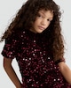 image 2 of F&F Girls Sequin T-Shirt and Shorts Set in Burgundy