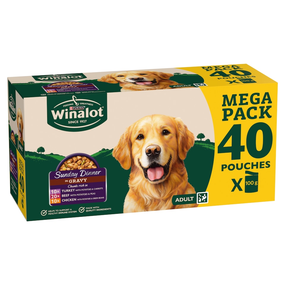image 1 of WINALOT Sunday Dinner Mixed in Gravy Wet Dog Food 40x100g