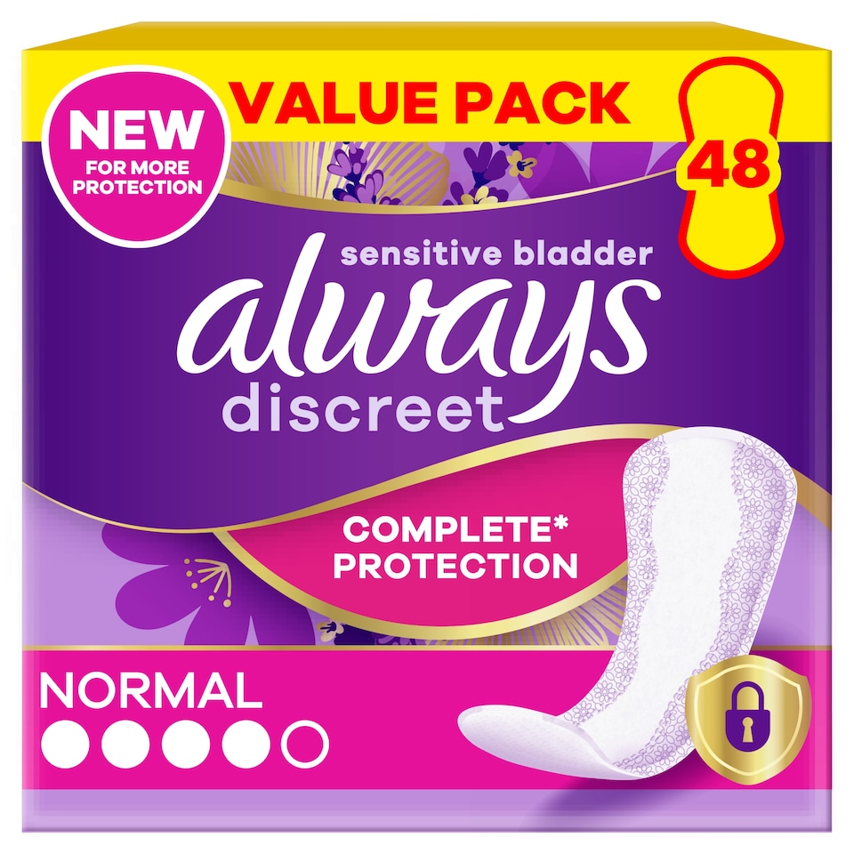 image 1 of Always Discreet Liners Normal 48 Pack