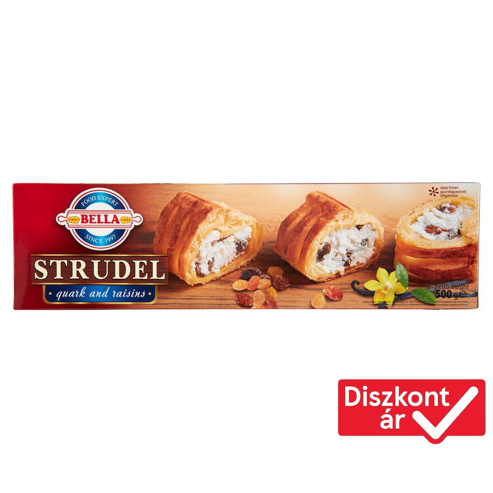 Bella Quick Frozen Strudel with Curd Cheese and Raisins Filling 500 g