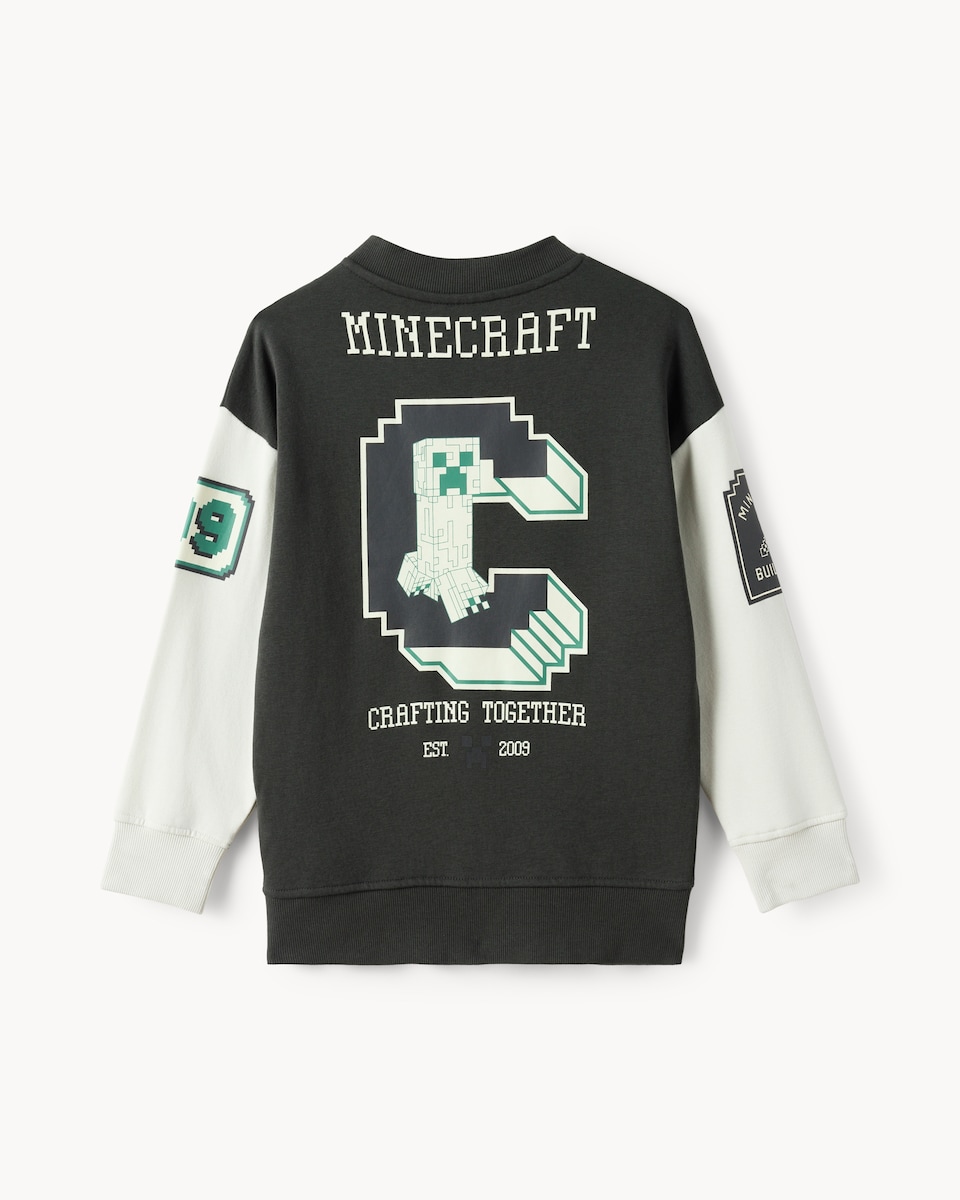 image 1 of Minecraft Cotton Rich Varsity Jacket in Grey