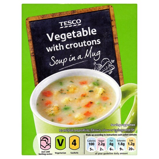Tesco Vegetable Soup In A Mug With Croutons 92G Tesco Groceries