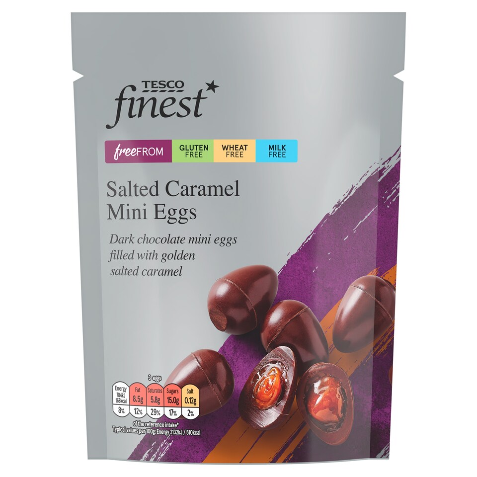 Tesco Finest Vajíčka z hořké čokolády s náplní se slaným karamelem 99g