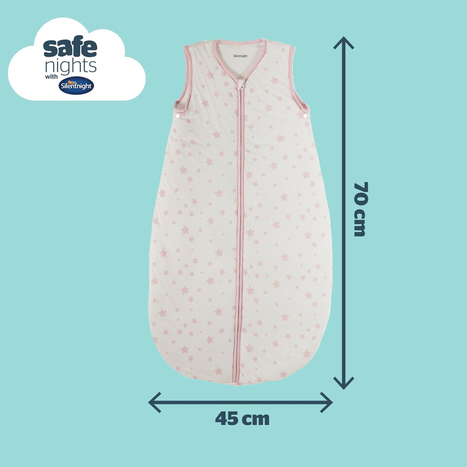 image 1 of Silent Night Baby Sleeping Bag 2.5 Pink 0-6Mths