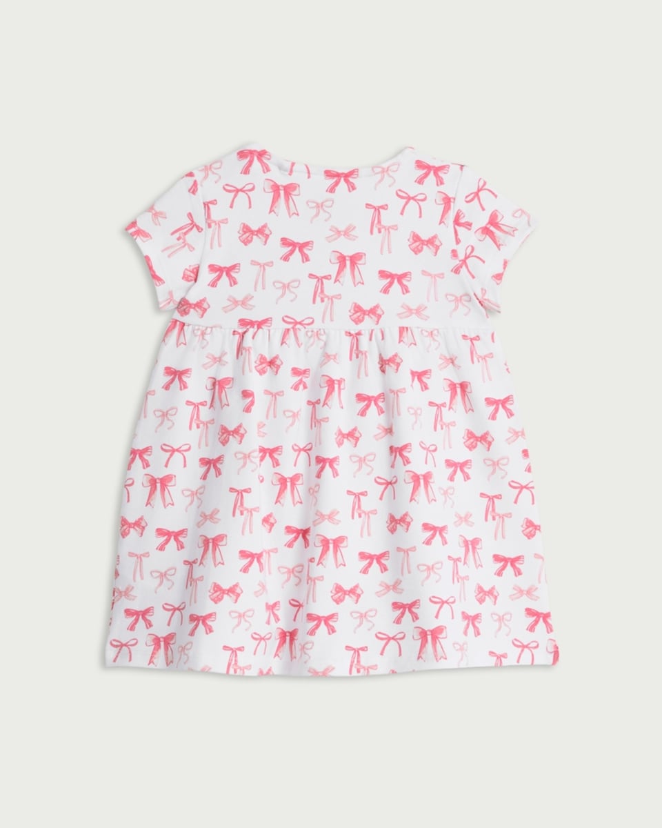 image 1 of F&F Baby Cotton Rich Bow Dress in Pink