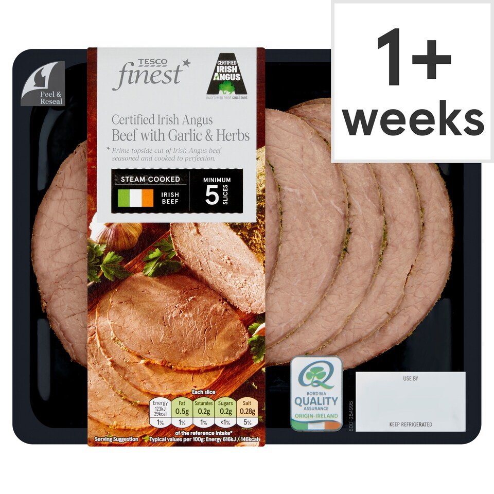 Tesco Finest Irish Angus Beef With Garlic And Herbs 100G