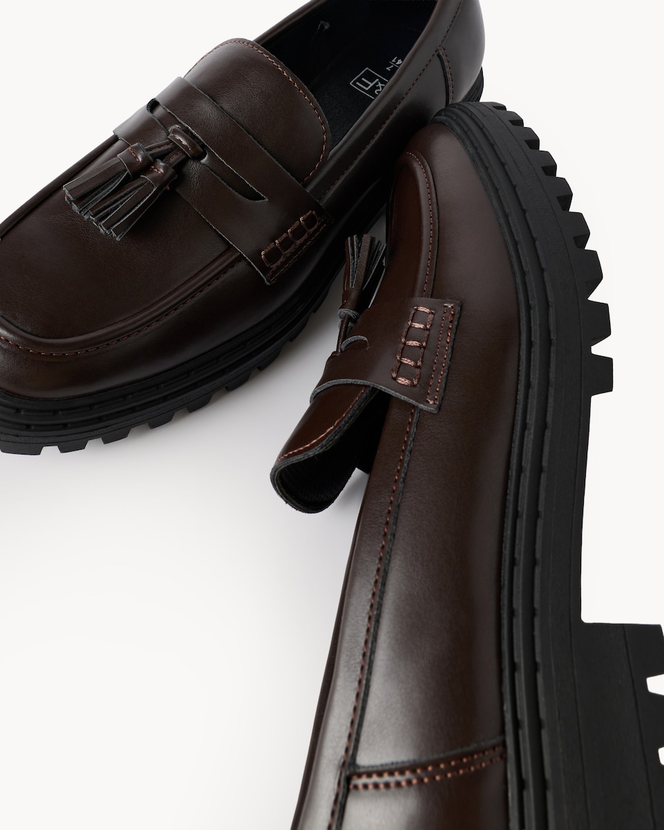 image 1 of F&F Tassel Trim Chunky Loafers in Brown