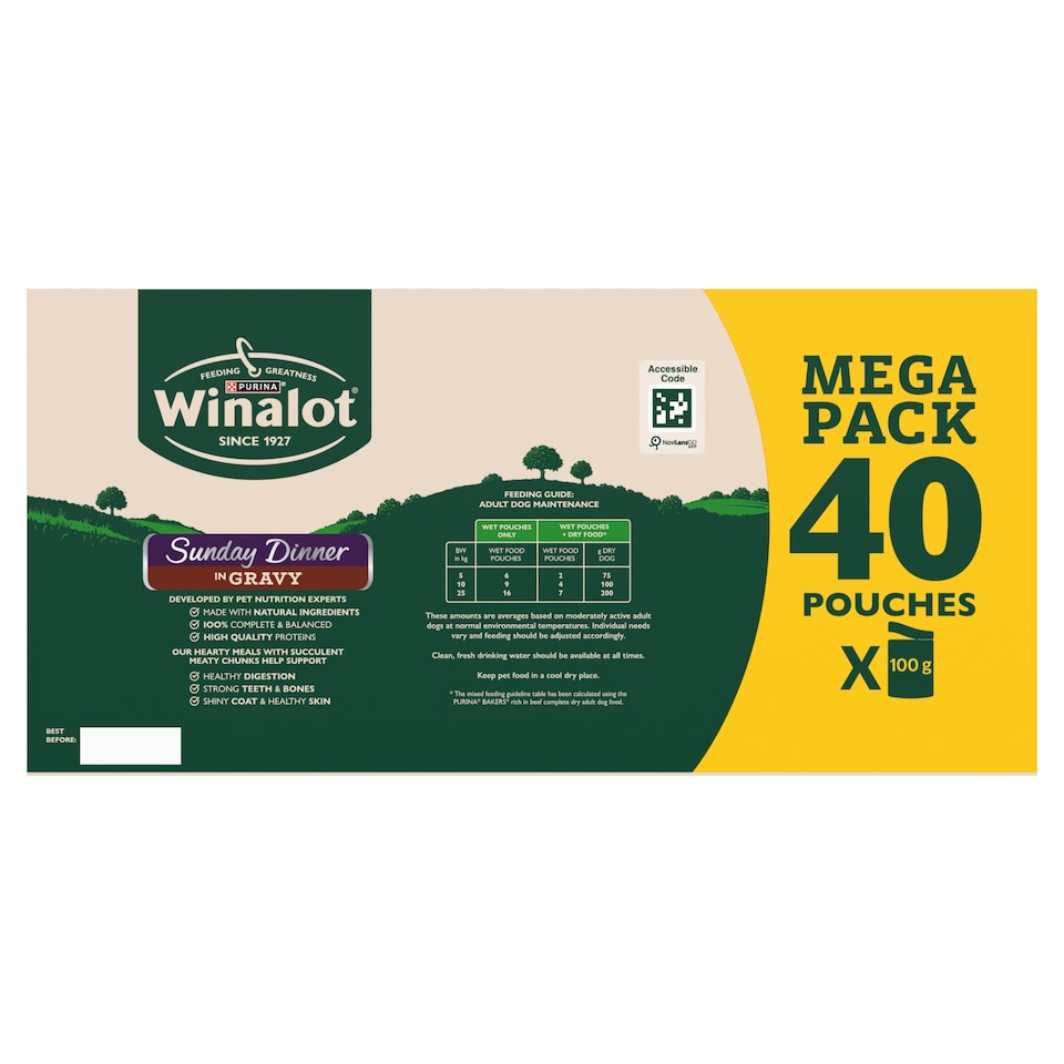 image 1 of WINALOT Sunday Dinner Mixed in Gravy Wet Dog Food 40x100g