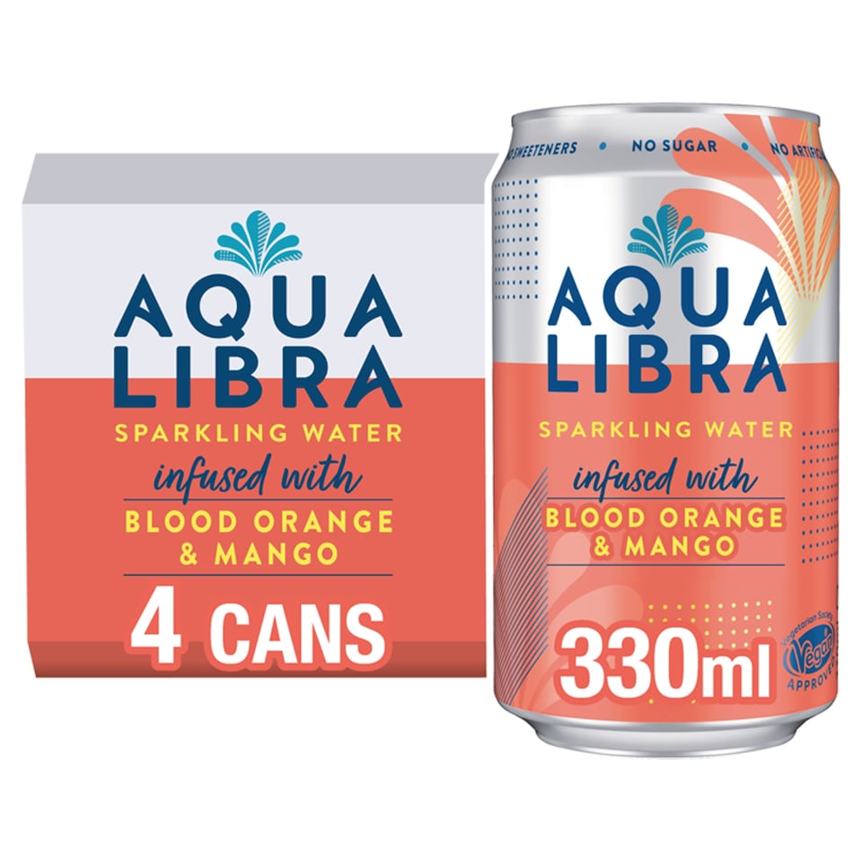 image 1 of Aqua Libra Sparkling Blood Orange & Mango 4X330ml