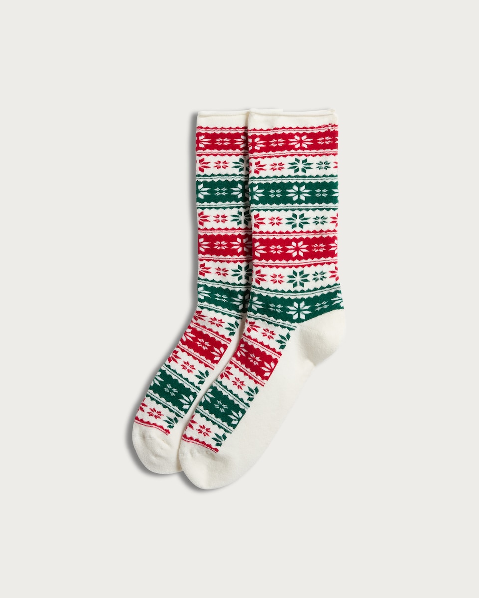 F&F Fair Isle Print Matching Family Christmas Socks in Red