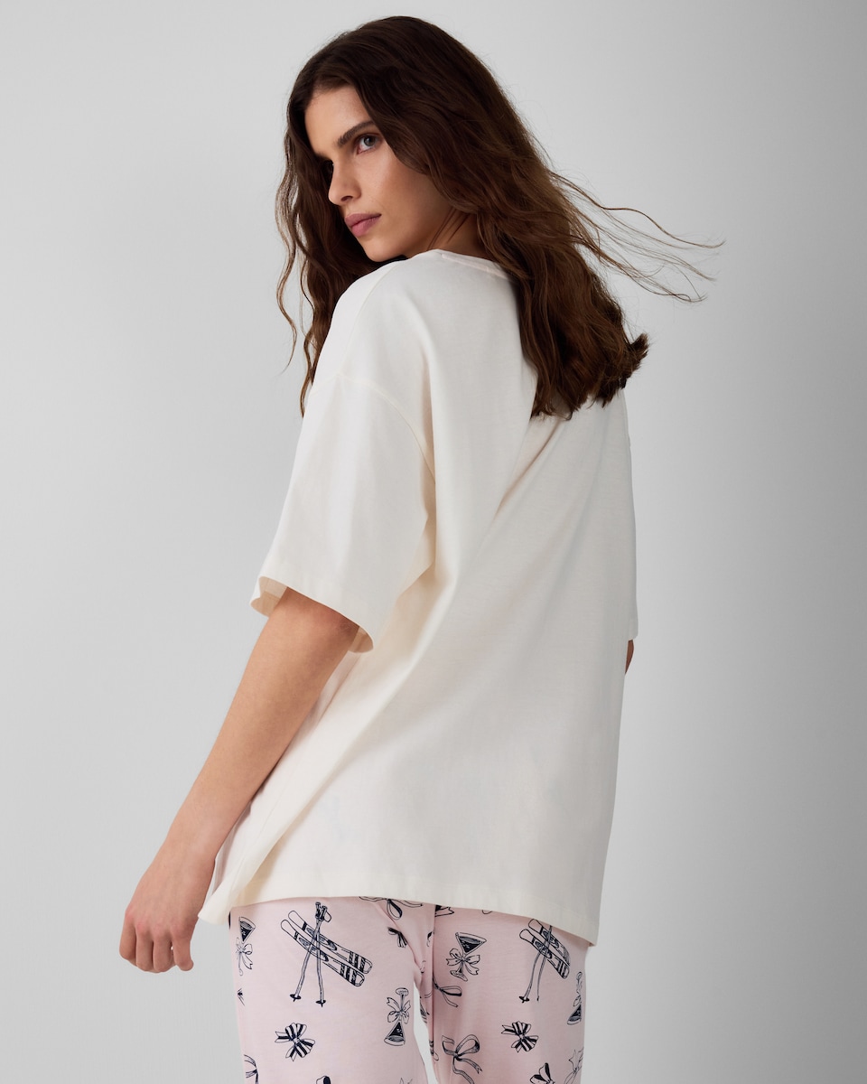 image 1 of F&F Pure Cotton Martini Pyjama Top in White