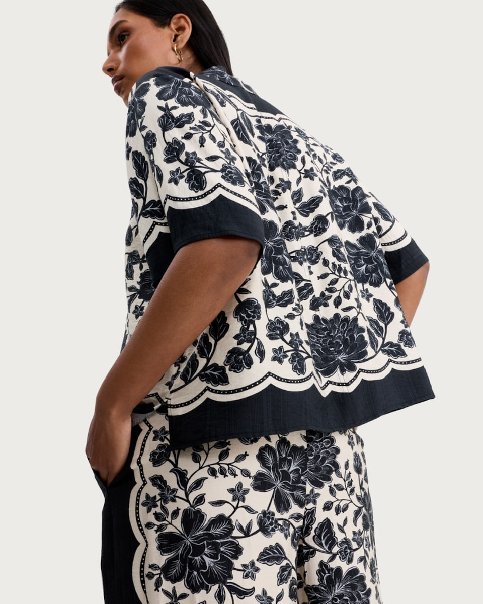 image 1 of The F&F Edit Floral Print Button Up Co-ord Shirt in Multi Blue