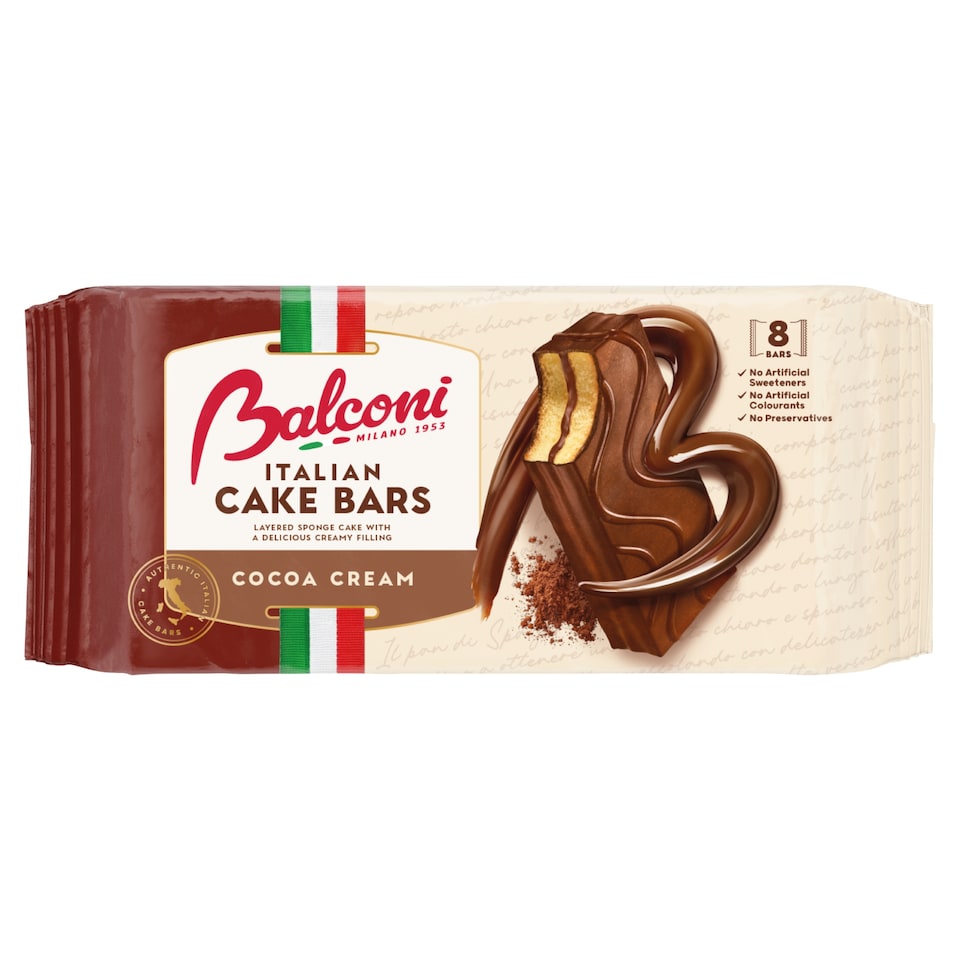 Balconi Italian Cake Bars Cocoa Cream 8 x 35g 