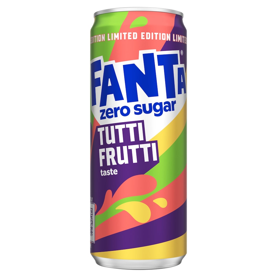 Fanta Zero Sugar Tutti-Frutti Flavoured Carbonated Energy-Free Soft Drink with Sweeteners 330 ml