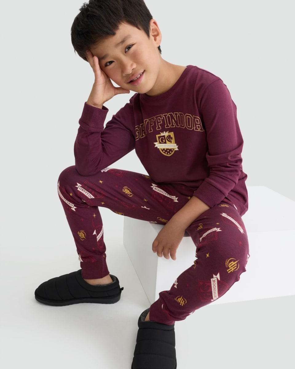 image 1 of Harry Potter Gryffindor Matching Family Christmas Pyjamas in Burgundy
