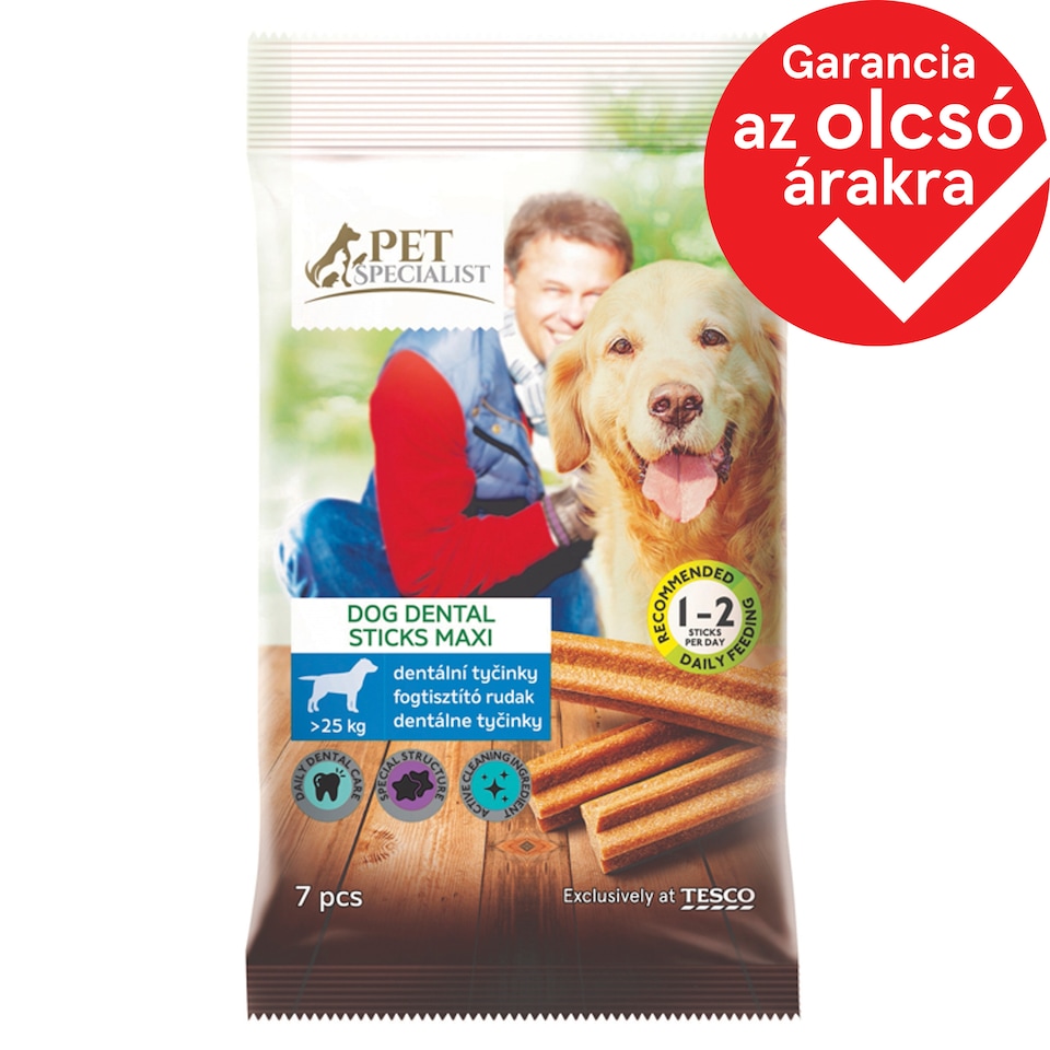 Tesco Pet Specialist Maxi fogtisztító rúd nagy méretű, felnőtt kutyák számára 7 db 270 g
