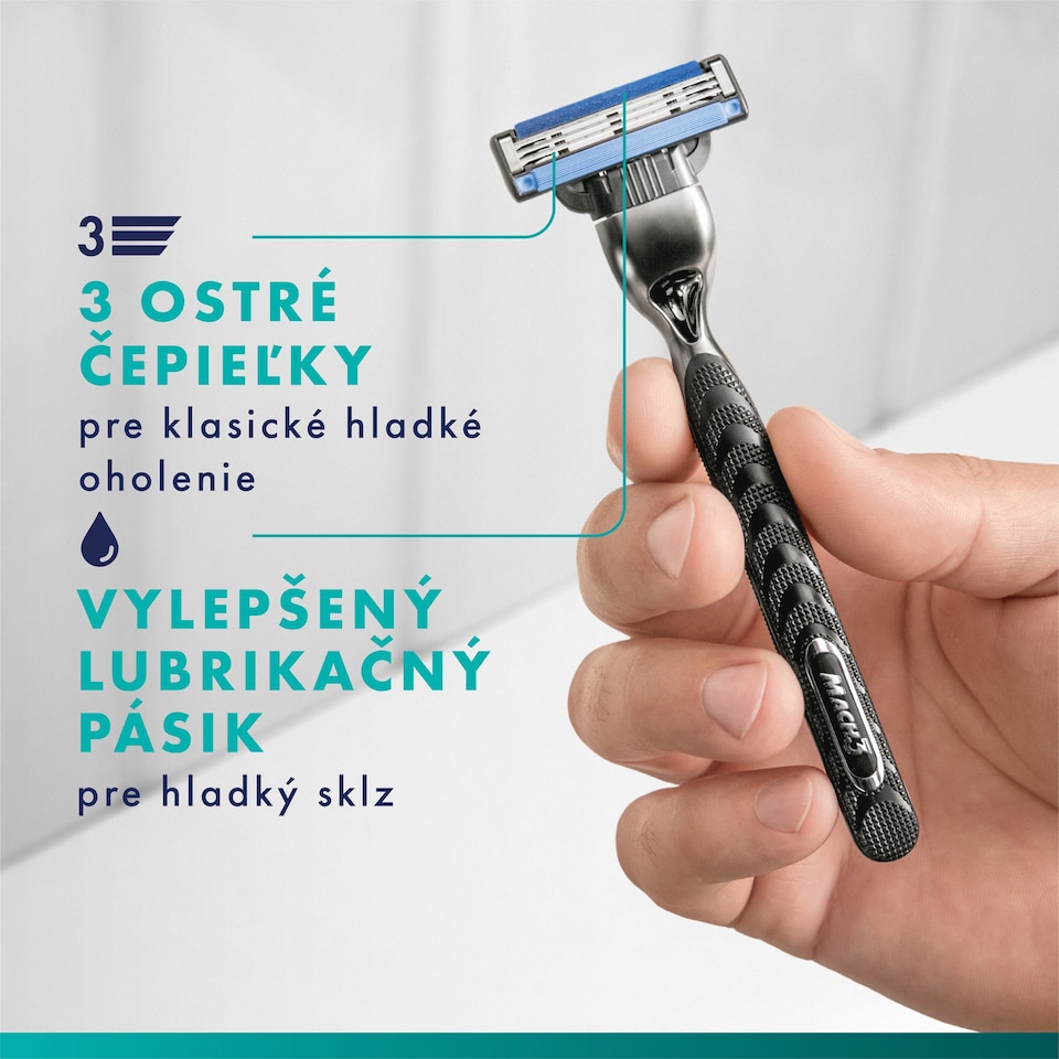 obrázok 1 z Gillette Mach3 Holiaci Strojček pre Mužov, 1 Gillette Holiaci Strojček s 3 Čepieľkami