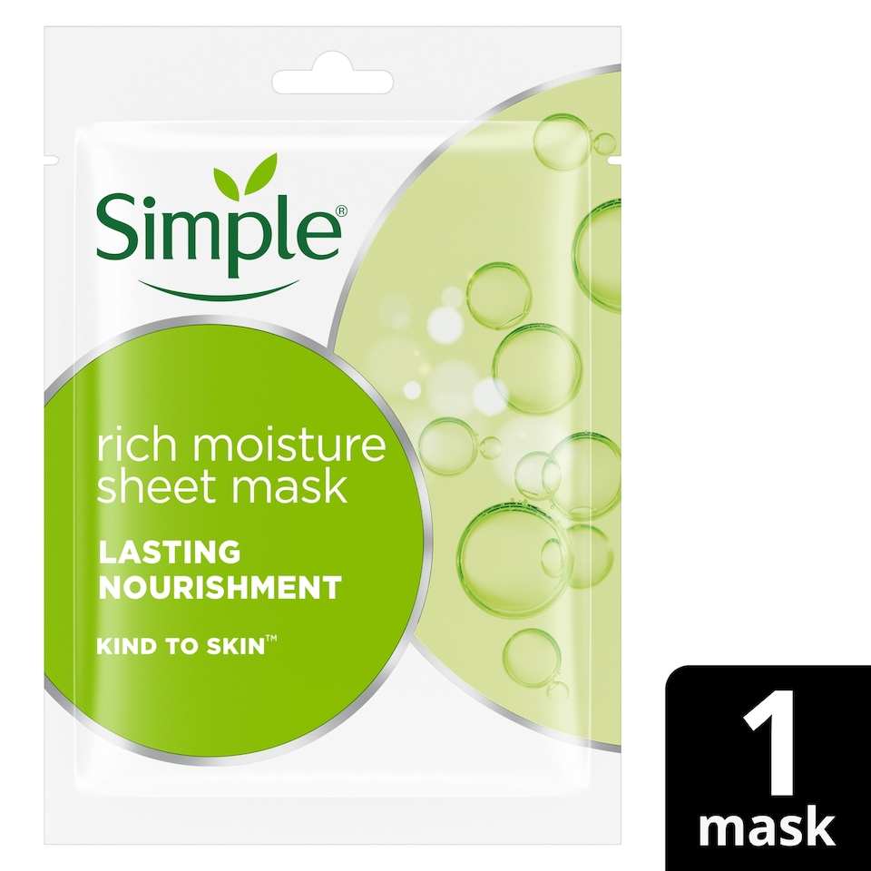 image 1 of Simple Kind To Skin Rich Moisture Sheet Mask 21Ml