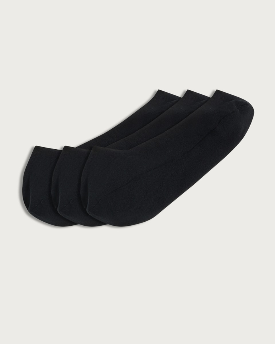 F&F 3-Pack Cotton Rich Footlets in Black