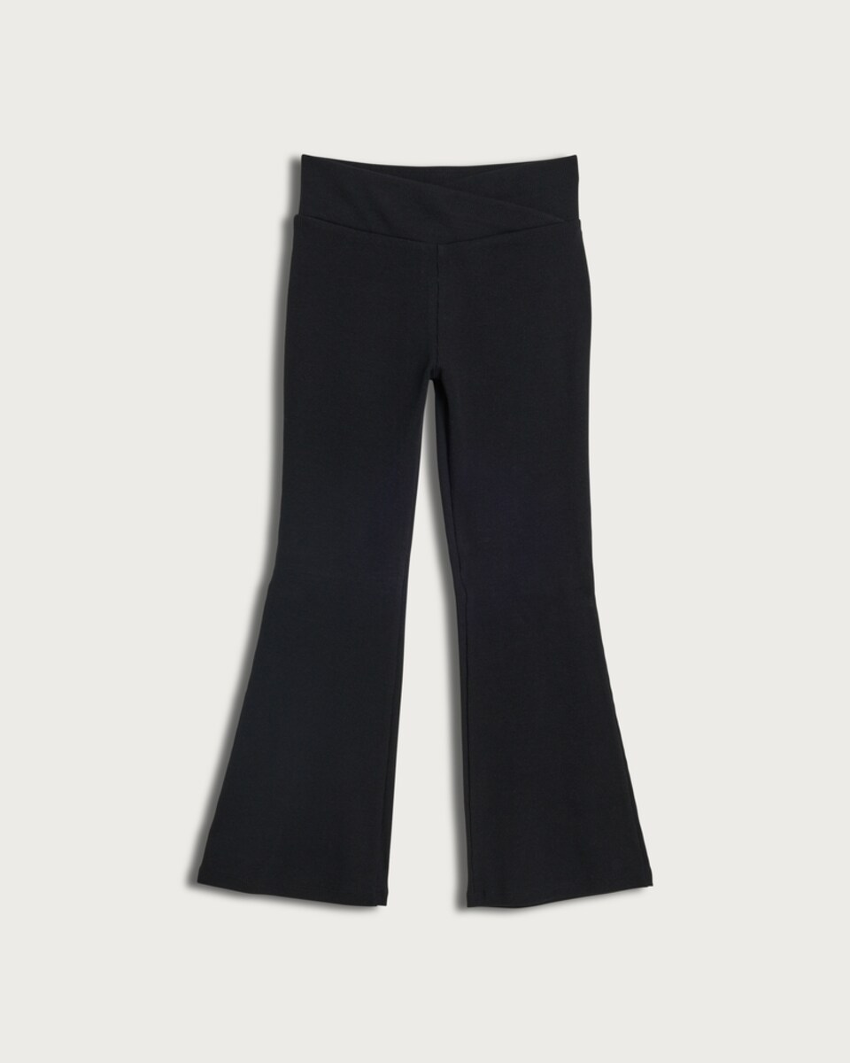 image 1 of F&F Girls Cotton Rich Flared Leggings in Black