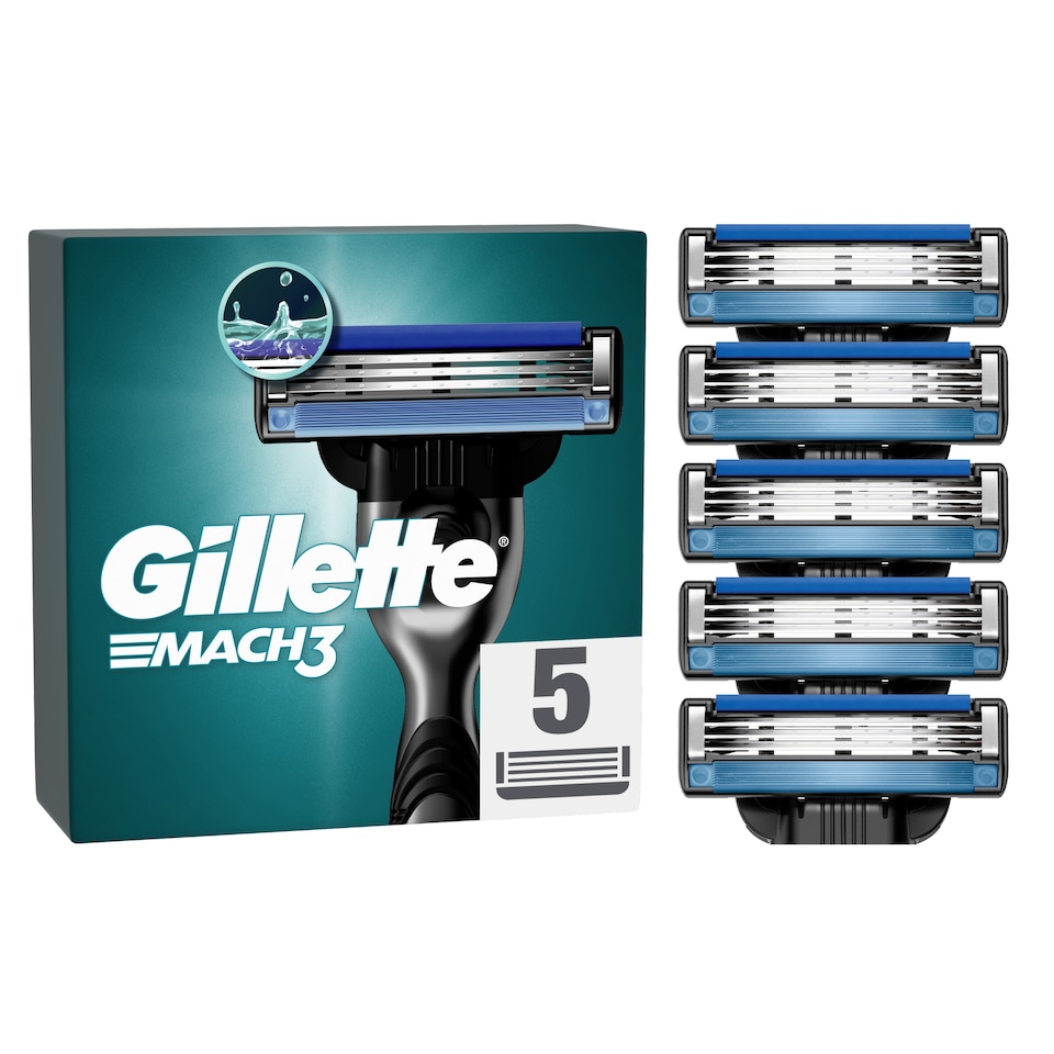 image 1 of Gillette Mach3 Razor Refills for Men, 5 Razor Blade Refills