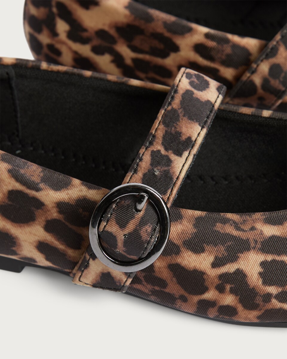 image 1 of F&F Girls Leopard Print Mary Jane Ballet Flats in Multi