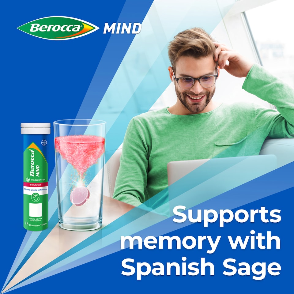 image 1 of Berocca Mind Berry Flavour 15 Effervescent Tablets 
