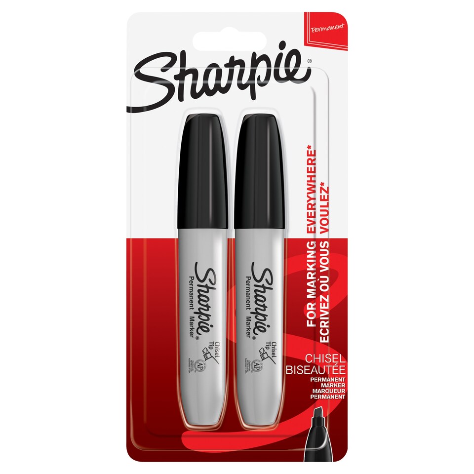 image 1 of Sharpie Permanent Markers, Chisel Tip, Black, 2 Count