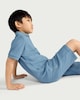 image 1 of F&F Boys 2-Piece Cotton Rich Textured Polo Shirt and Shorts Set in Blue
