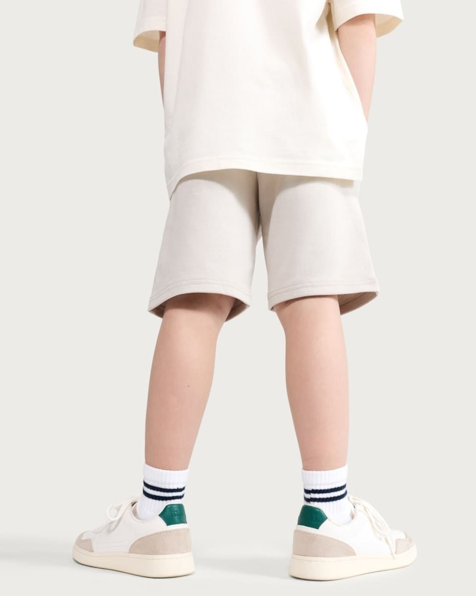 image 1 of F&F Boys Cotton Rich Drawstring Shorts in Stone