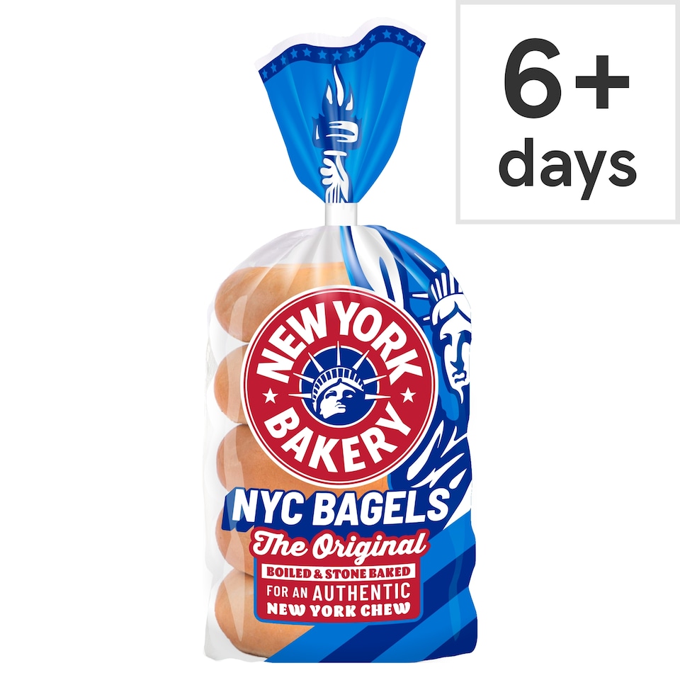 image 1 of New York Bakery Co The Original Plain Bagels 5 Pack