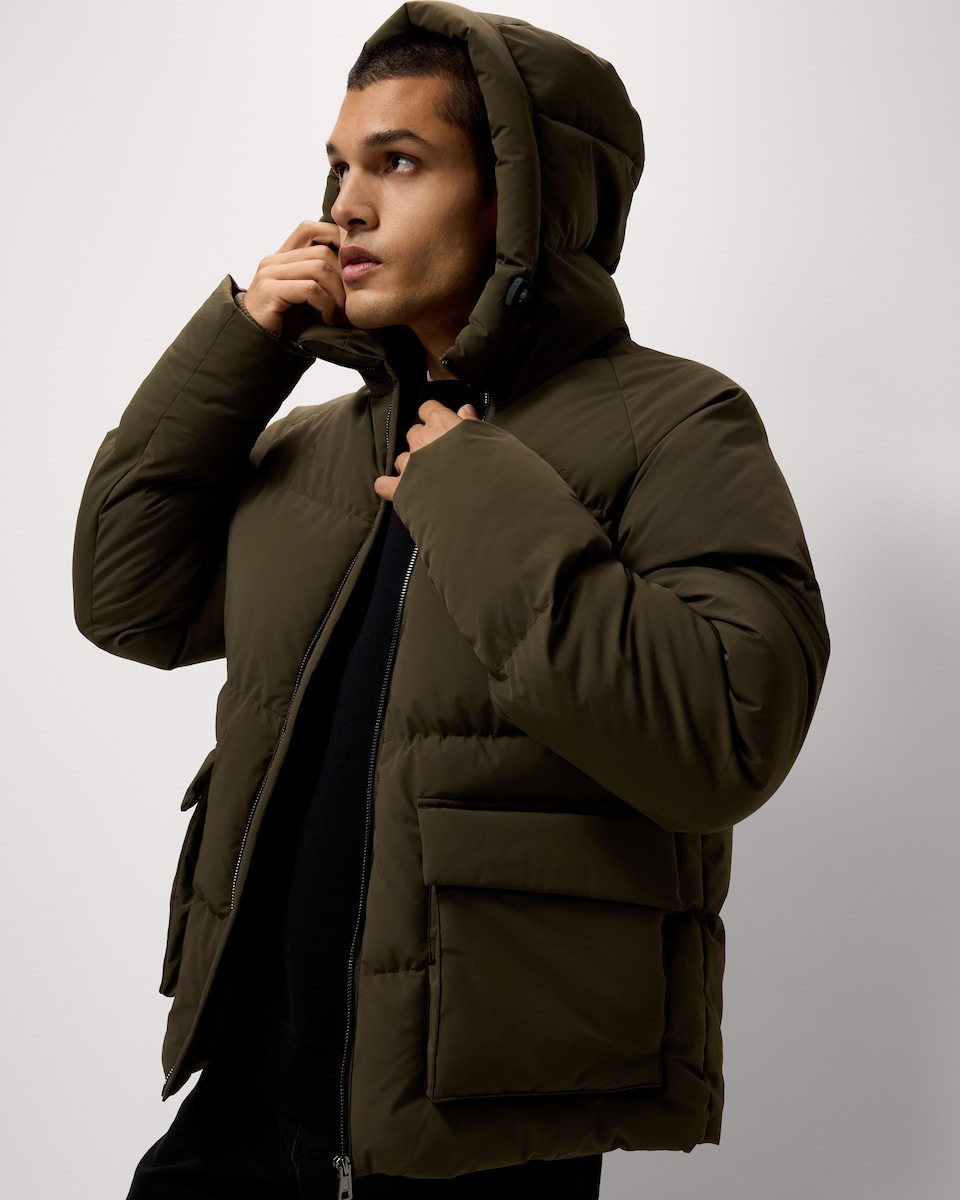 image 1 of F&F Hooded Puffer Jacket in Khaki