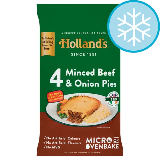Holland' S 4 Minced Beef & Onion Pies Tesco Groceries