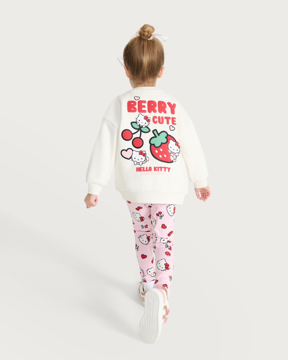 image 1 of Hello Kitty 2-Piece Cotton Rich Berry Cute Sweatshirt and Leggings Set in Multi Pink
