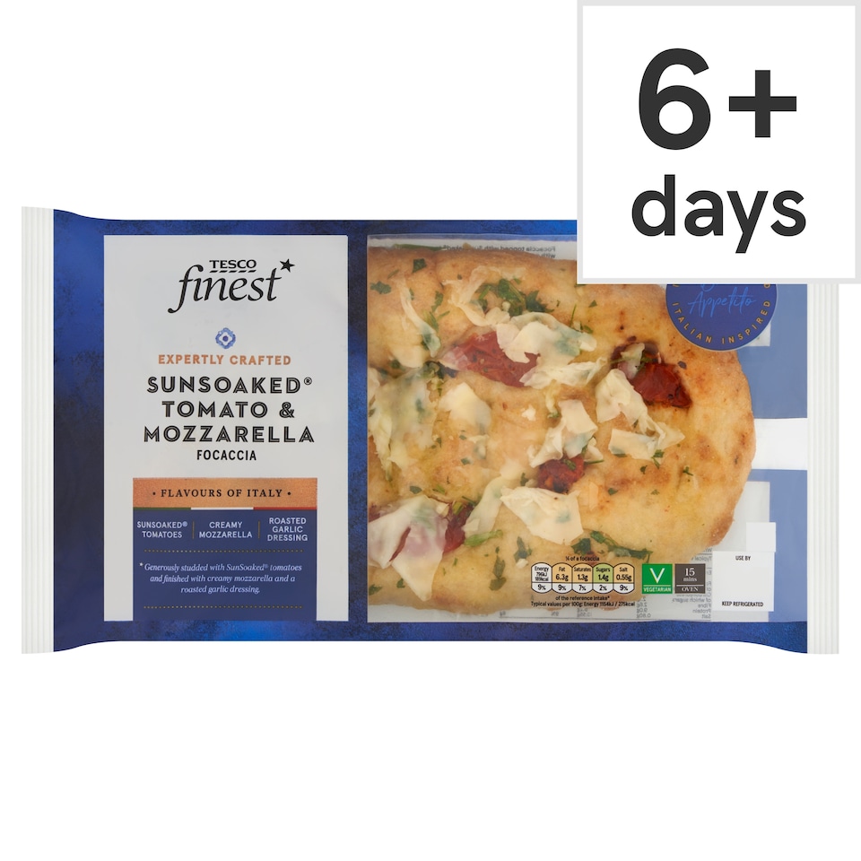 Tesco Finest Sunsoaked Tomato & Mozzarella Focaccia 305g